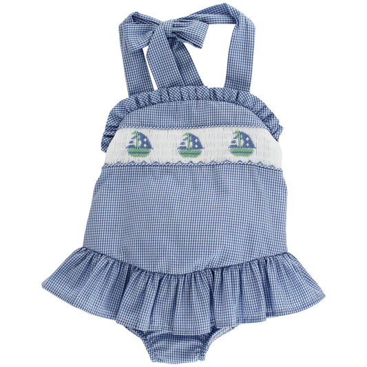 Smocked Sailboats One Piece Swim