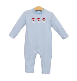 Santa Trio Blue Knit Romper