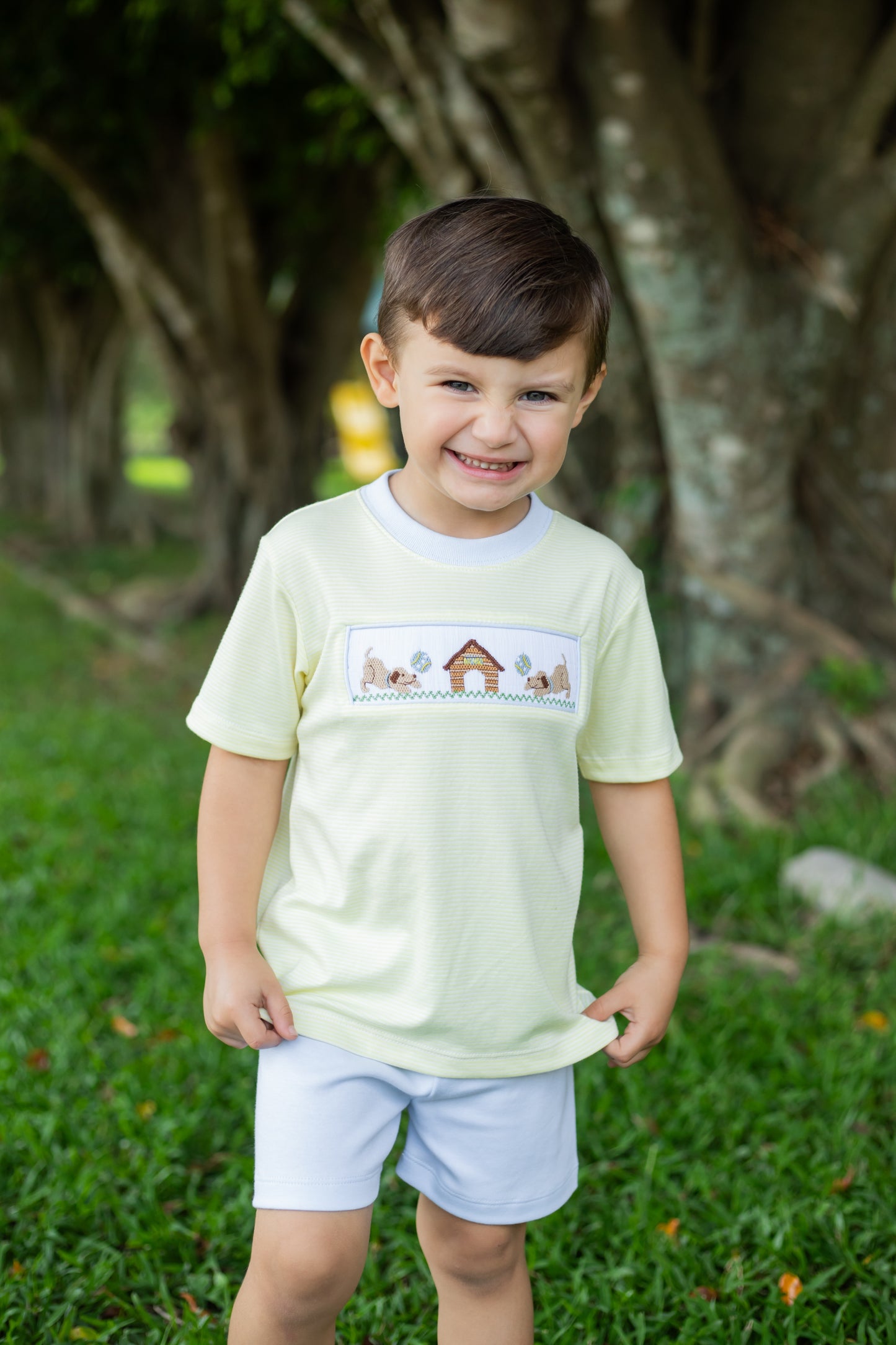 Playful Pups Smocked Short Set