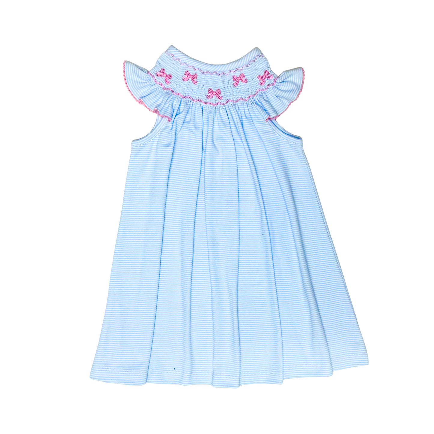 Eloise Bow Smocked Bishop Dress-Knit