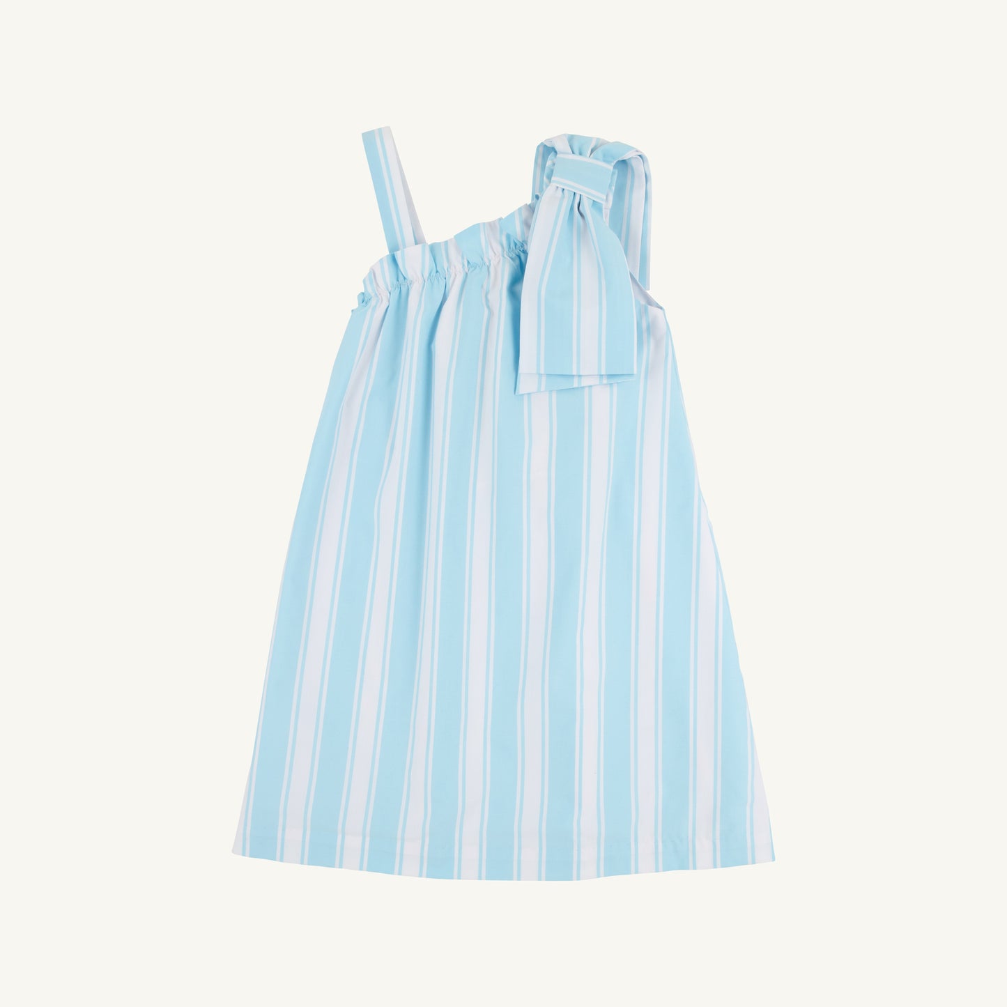 Maebelle Bow Dress-Bellhaven Blue Ticking Stripe