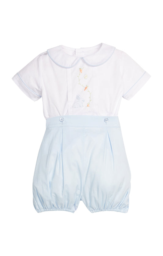 Boy's Heirloom Button On Bubble-Blue Bunny