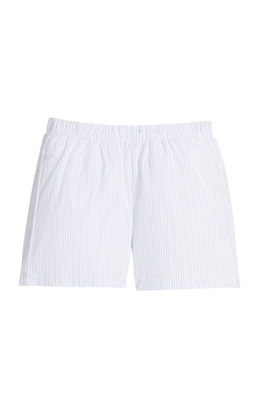Basic Short-Light Blue Seersucker Striped