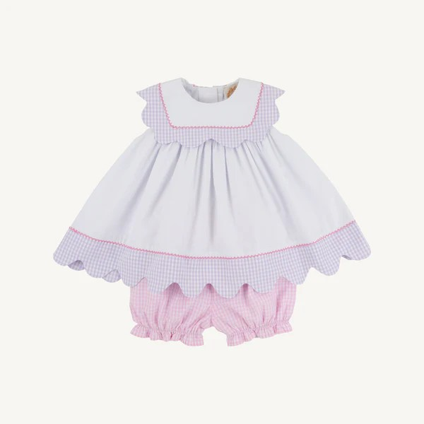 Sydney Scallop Set-Woven Pink Greenbrier GIngham