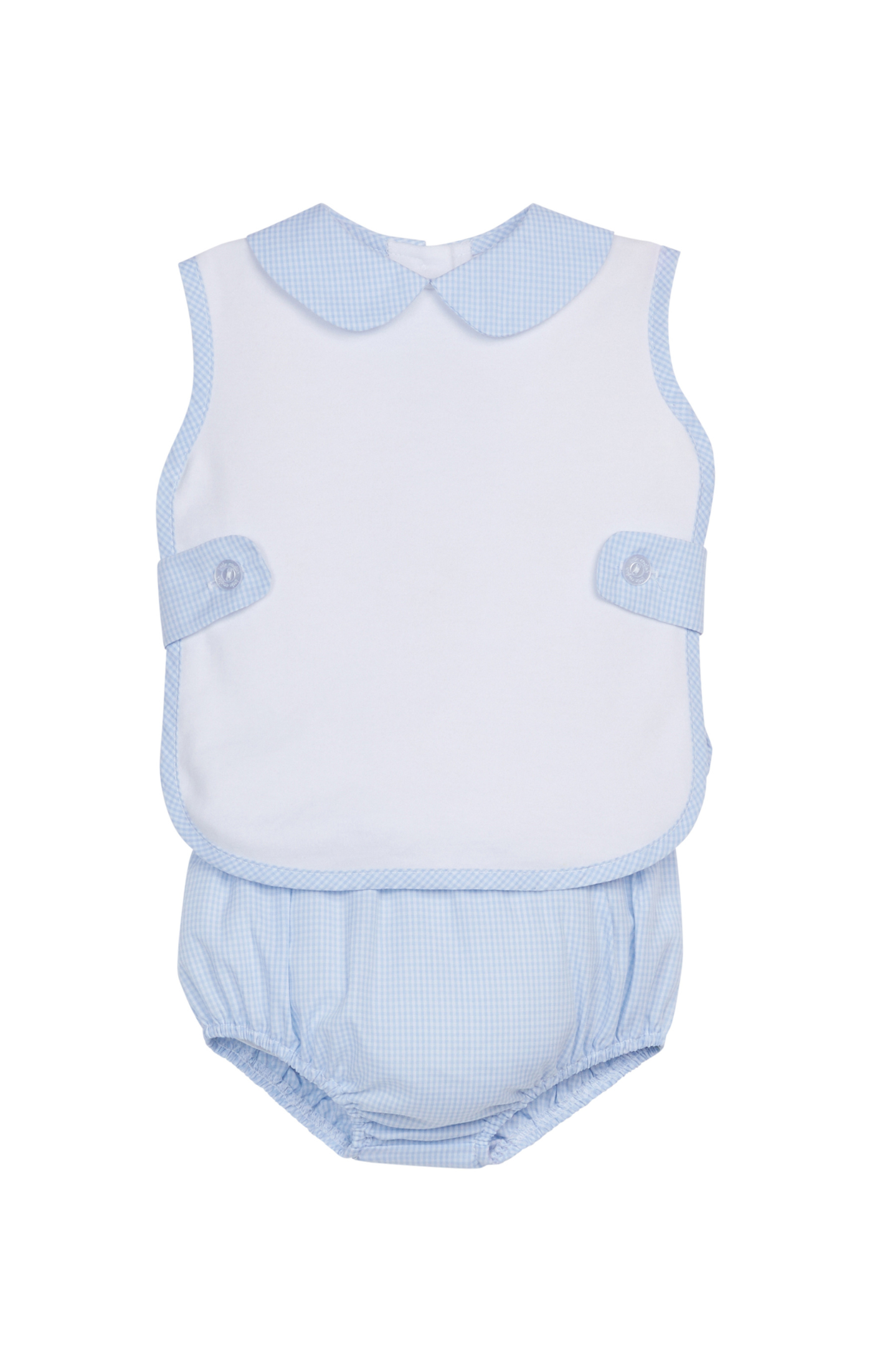 Button Tab Diaper Set-Blue Mini Gingham