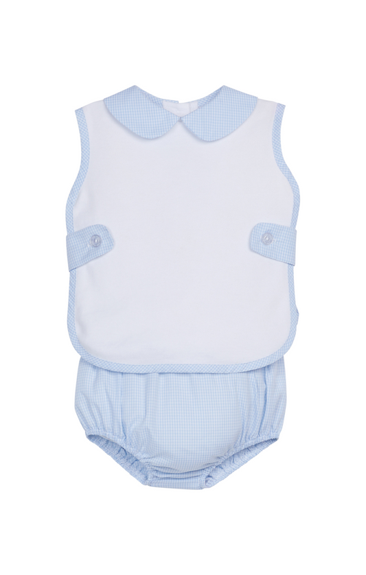 Button Tab Diaper Set-Blue Mini Gingham