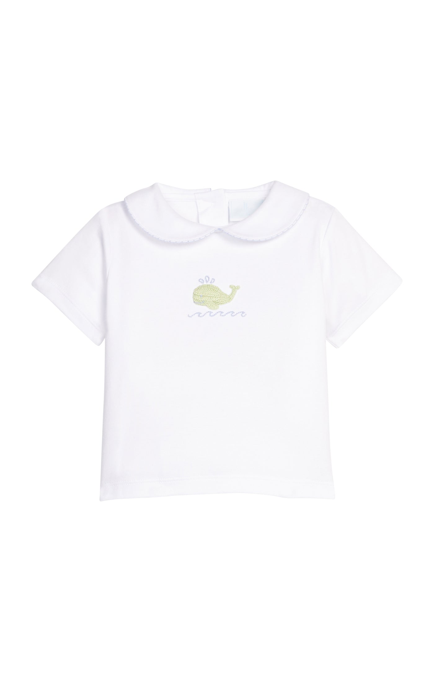 Crochet Peter Pan Shirt/Banded Short Set-Blue Whale
