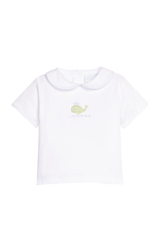Crochet Peter Pan Shirt/Banded Short Set-Blue Whale