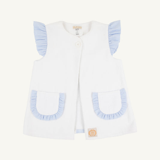 Callie Cover Up-White Terrycloth/Breakers Blue Seersucker