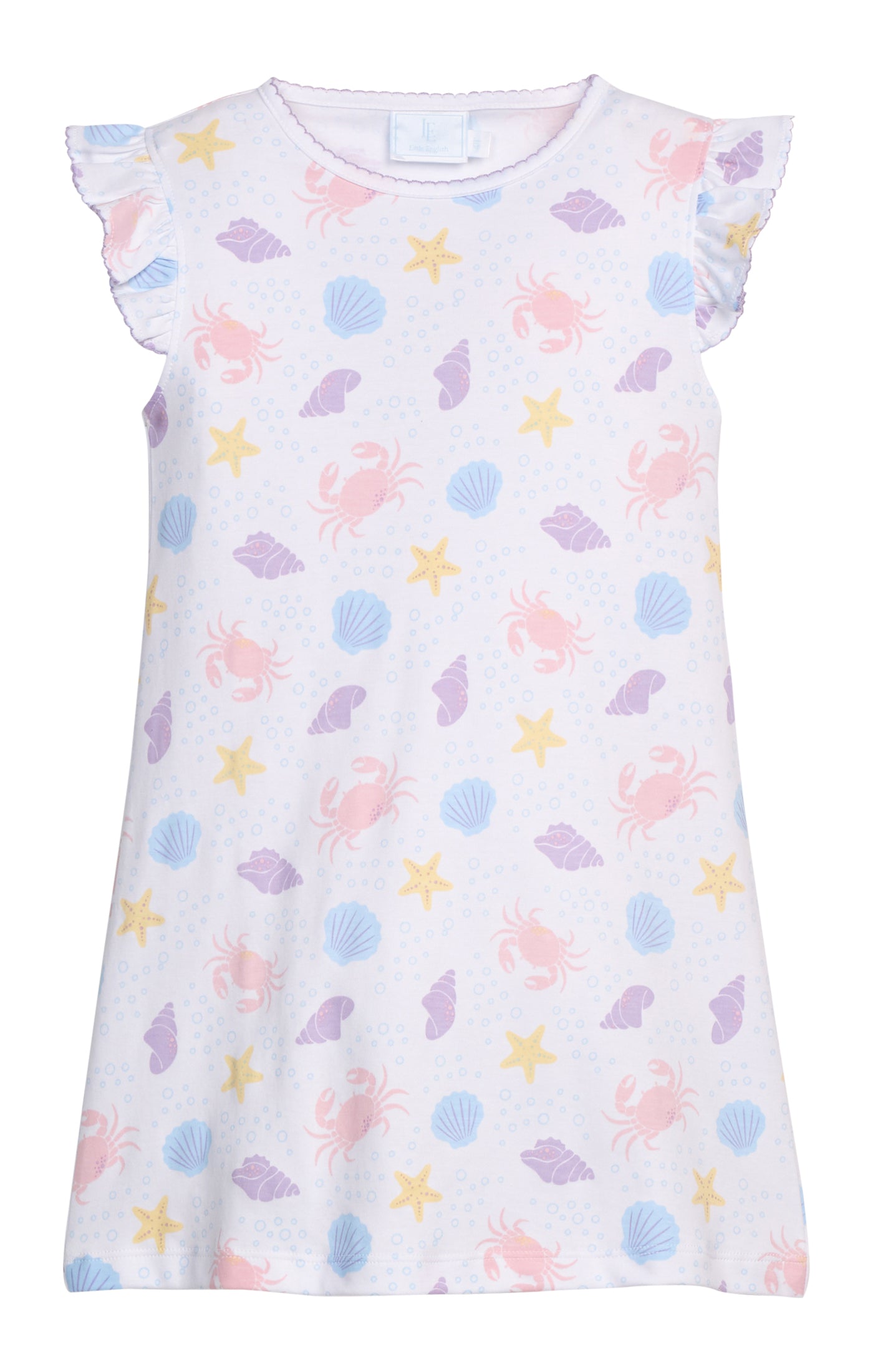 Printed Angel Sleeve Knit Dress-Seashells