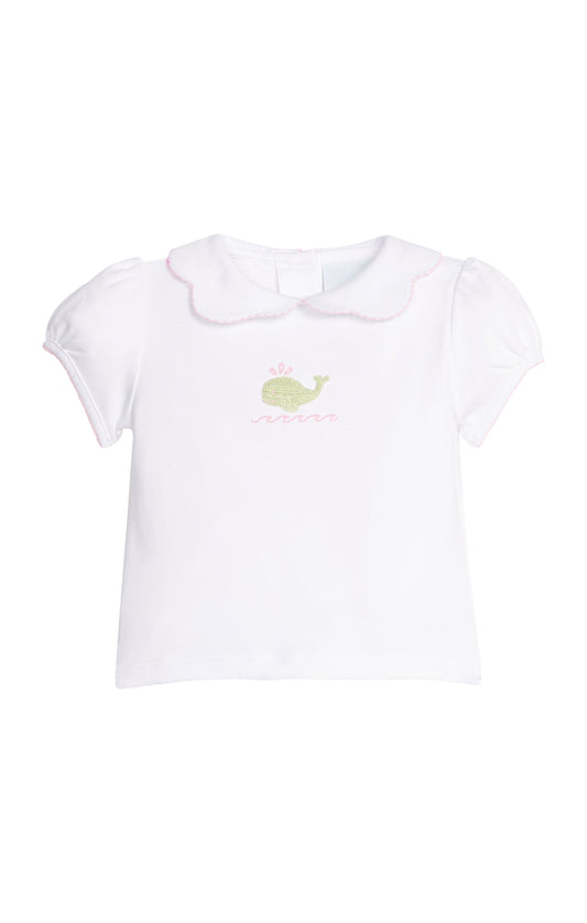 Crochet Peter Pan Blouse/Bow Bloomer Set-Pink Whale