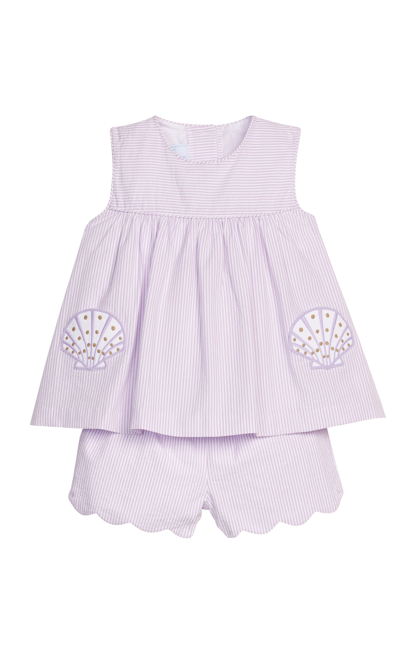 Applique Pocket Short Set-Seashells