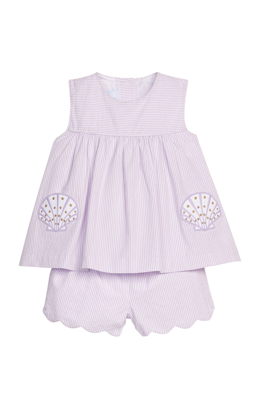 Applique Pocket Short Set-Seashells