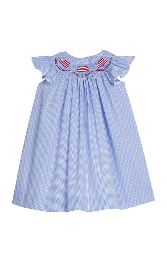 Smocked Bishop Dress-Flags