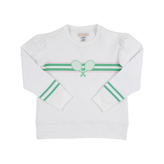 Cassidy Comfy Crewneck Puff Sleeve-Worth Ave White/ Tennis Rackets