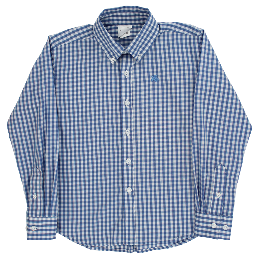 Roscoe Button Down Dress Shirt-Blue Check