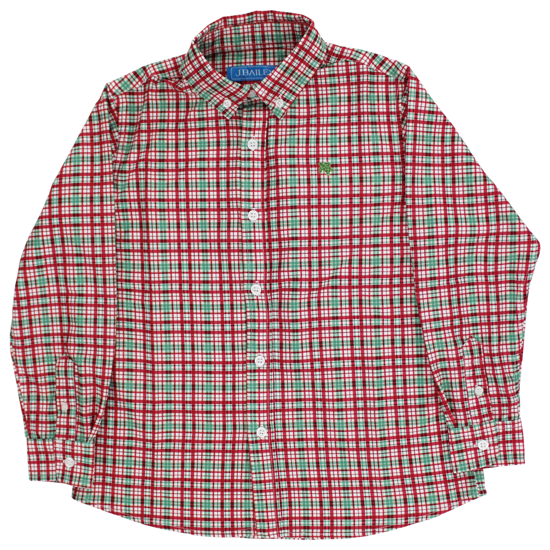 Performance Button Down Dress Shirt-Jolly Plaid