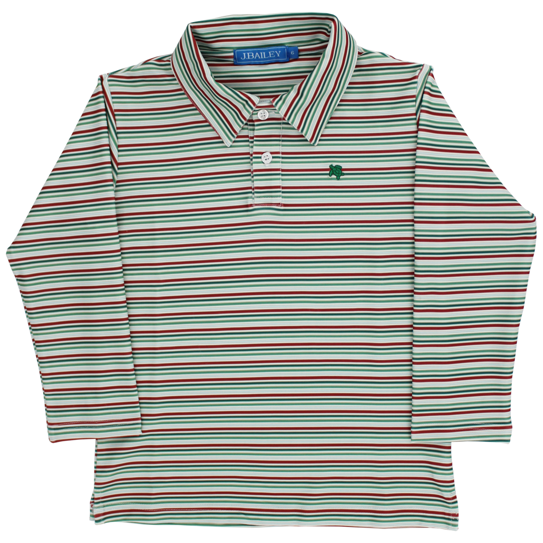 Long Sleeve Performance Polo-Holly Stripe