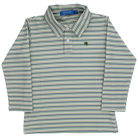 Long Sleeve Performance Polo-Olive Stripe