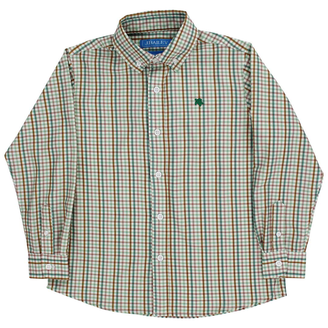 Performance Button Down Dress Shirt-Acorn Plaid