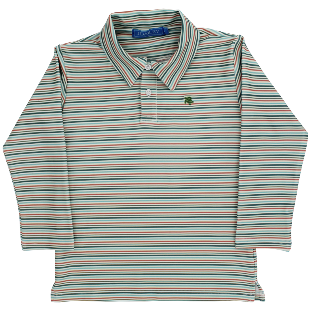 Long Sleeve Performance Polo-Harvest Stripe