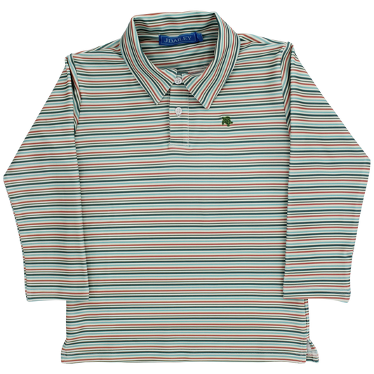 Long Sleeve Performance Polo-Harvest Stripe