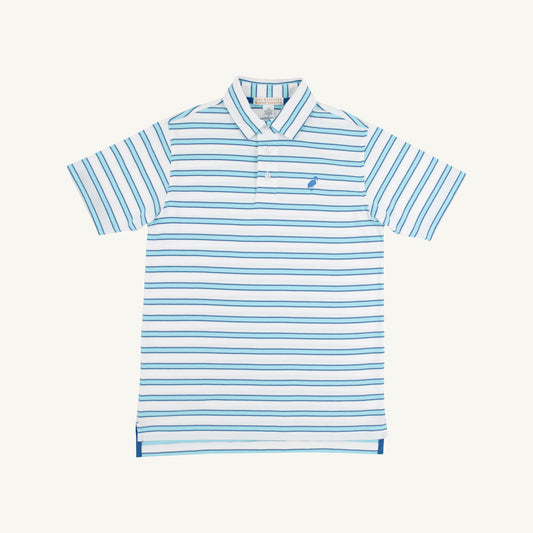 Prim and Proper Short Sleeve Polo-Bellhaven Blue Striped