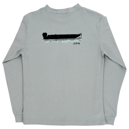 Long Sleeve Logo Tee-Jon Boat on Moss