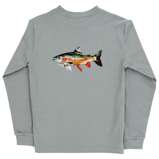 Long Sleeve Logo Tee-Trout on Limestone