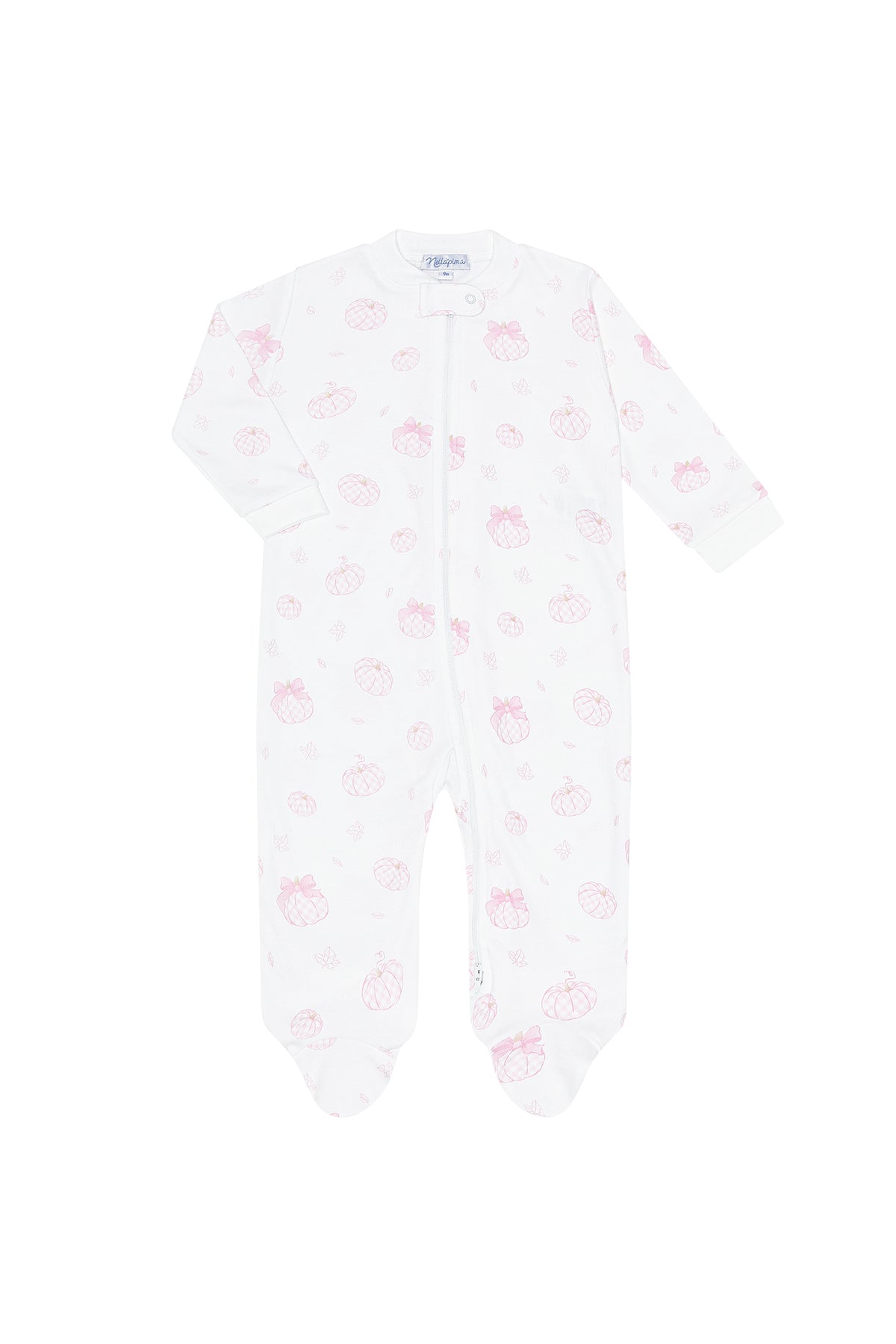 Pink Pumpkin Print Nella Zipper Footie
