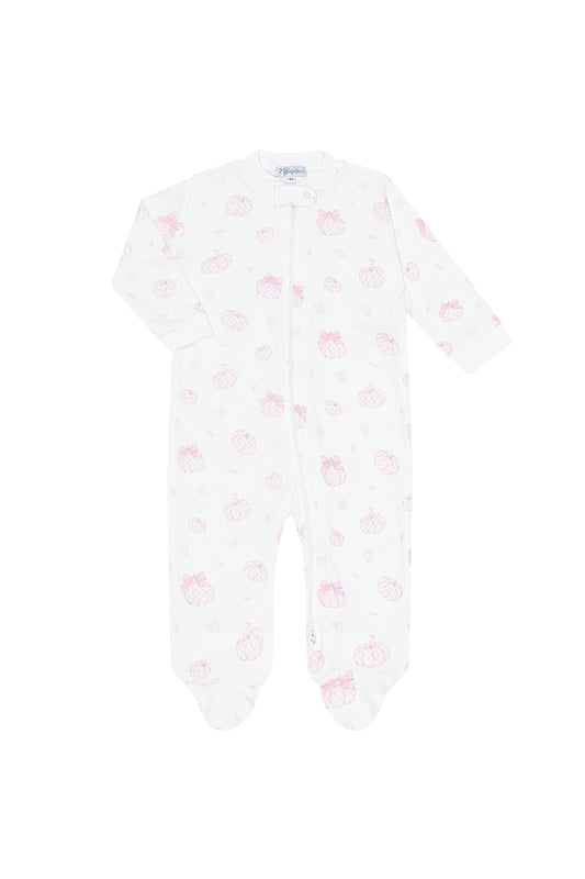 Pink Pumpkin Print Nella Zipper Footie