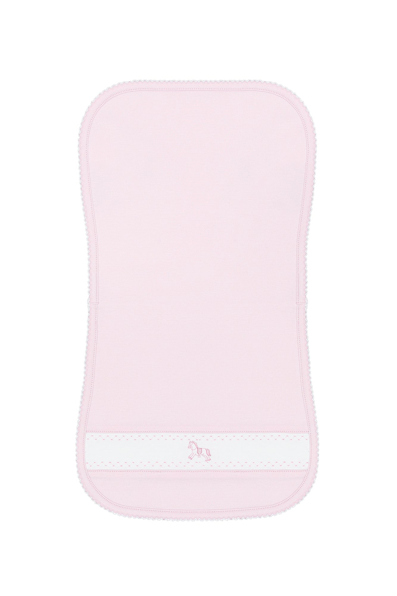 Pink Rocking Horse Embroidered Burp Cloth