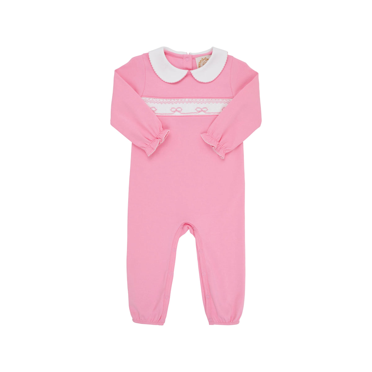 Rigsby Romper-Hamptons Hot Pink Pima White Smocking