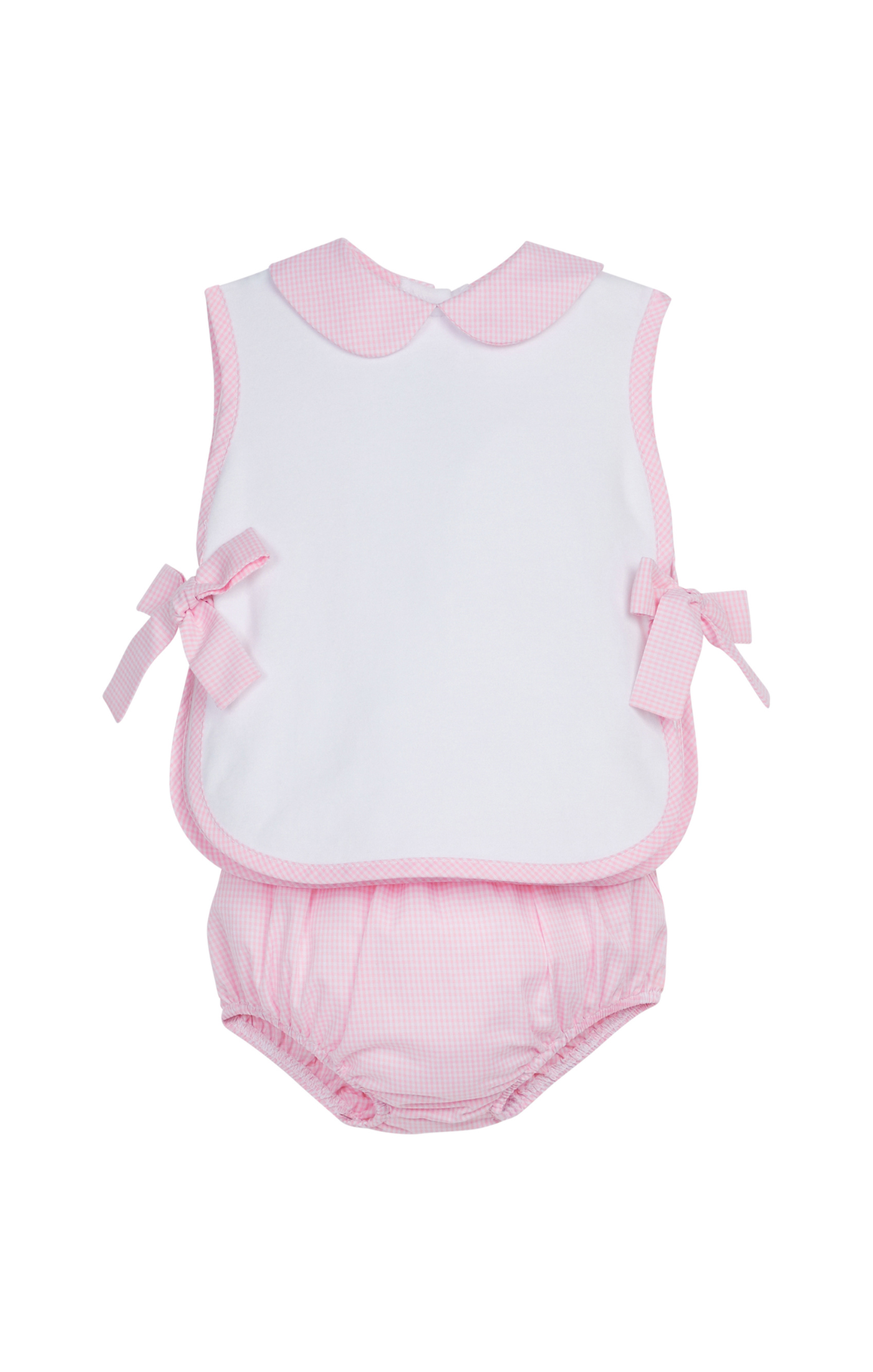 Bow Tab Diaper Set-Pink Mini Gingham